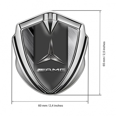 Mercedes AMG Trunk Emblem Badge Silver Hex Base Brushed Alloy Edition