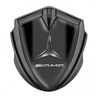 Mercedes AMG Trunk Metal Emblem Badge Graphite Black Base Metallic Symbol