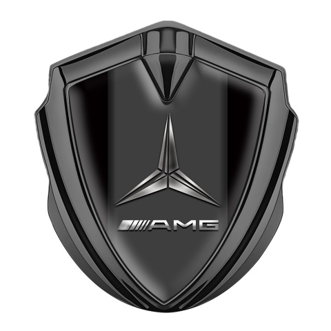 Mercedes AMG Trunk Metal Emblem Badge Graphite Black Base Metallic Symbol