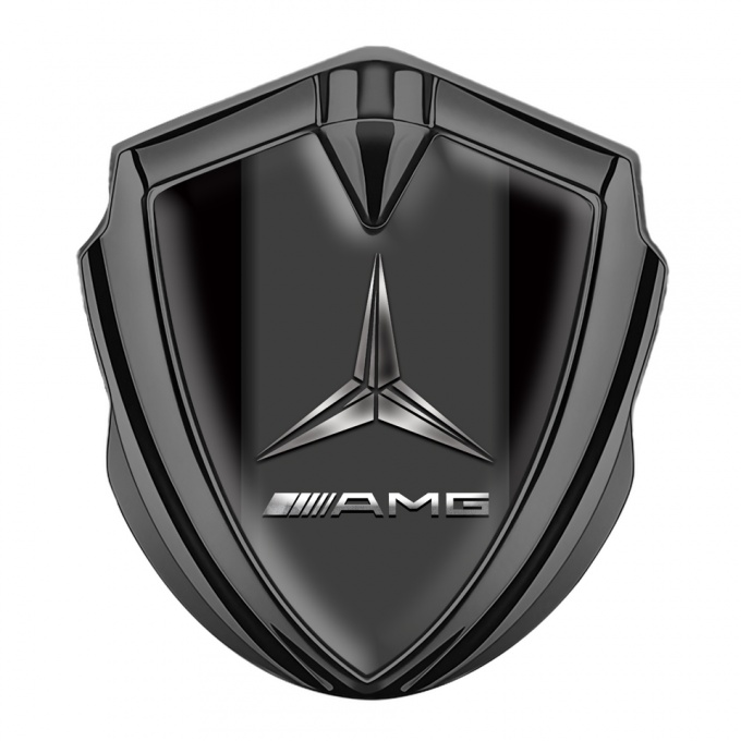 Mercedes AMG Trunk Metal Emblem Badge Graphite Black Base Metallic Symbol