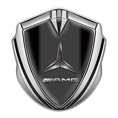 Mercedes AMG Trunk Metal Emblem Badge Silver Black Base Metallic Symbol