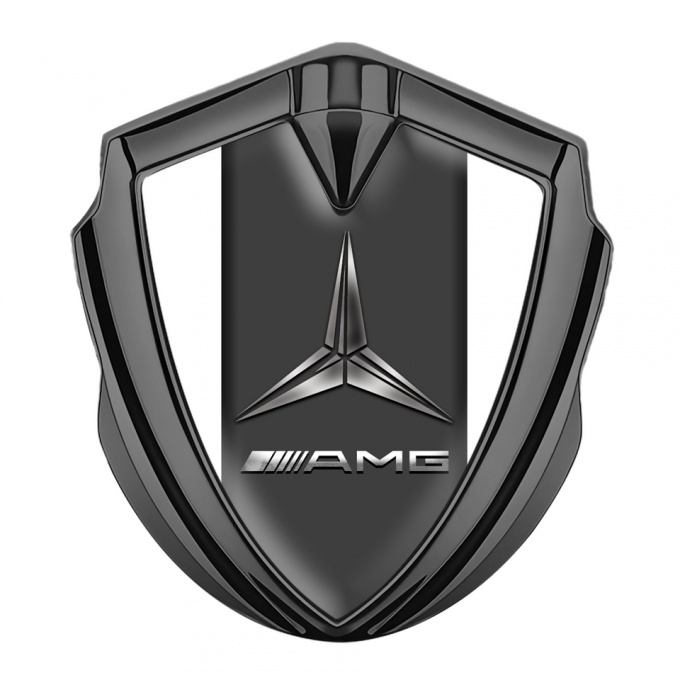 Mercedes AMG Self Adhesive Bodyside Emblem Graphite White Base Metallic Logo