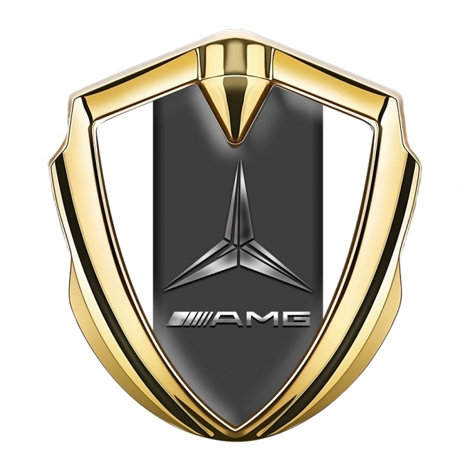 Mercedes AMG Self Adhesive Bodyside Emblem Gold White Base Metallic Logo