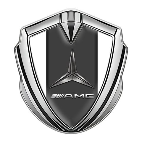 Mercedes AMG Self Adhesive Bodyside Emblem Silver White Base Metallic Logo
