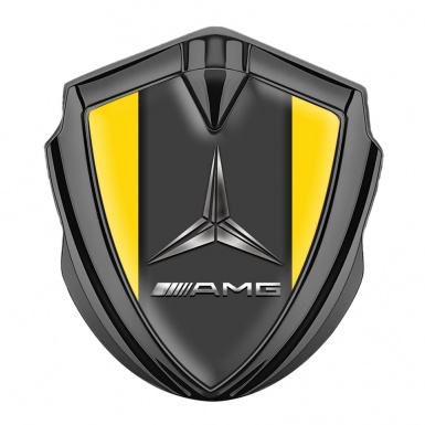 Mercedes AMG 3D Car Metal Domed Emblem Graphite Yellow Base Metallic Logo