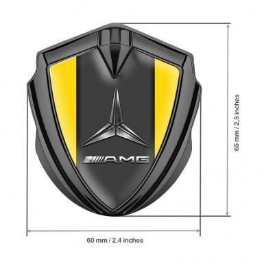 Mercedes AMG 3D Car Metal Domed Emblem Graphite Yellow Base Metallic Logo