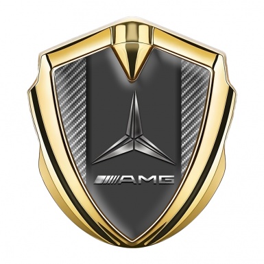 Mercedes AMG Bodyside Domed Emblem Gold Carbon Light Metallic Logo