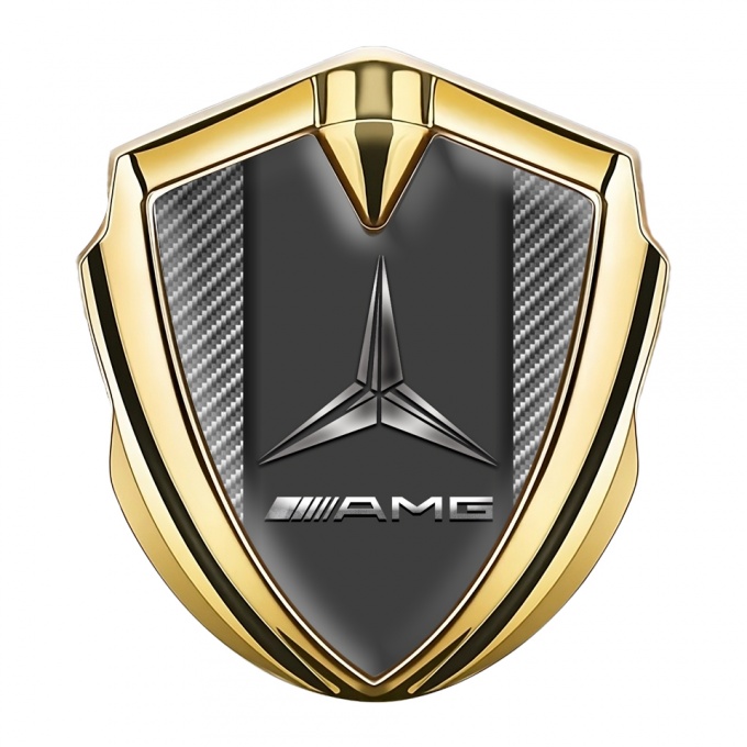 Mercedes AMG Bodyside Domed Emblem Gold Carbon Light Metallic Logo