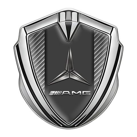 Mercedes AMG Bodyside Domed Emblem Silver Carbon Light Metallic Logo