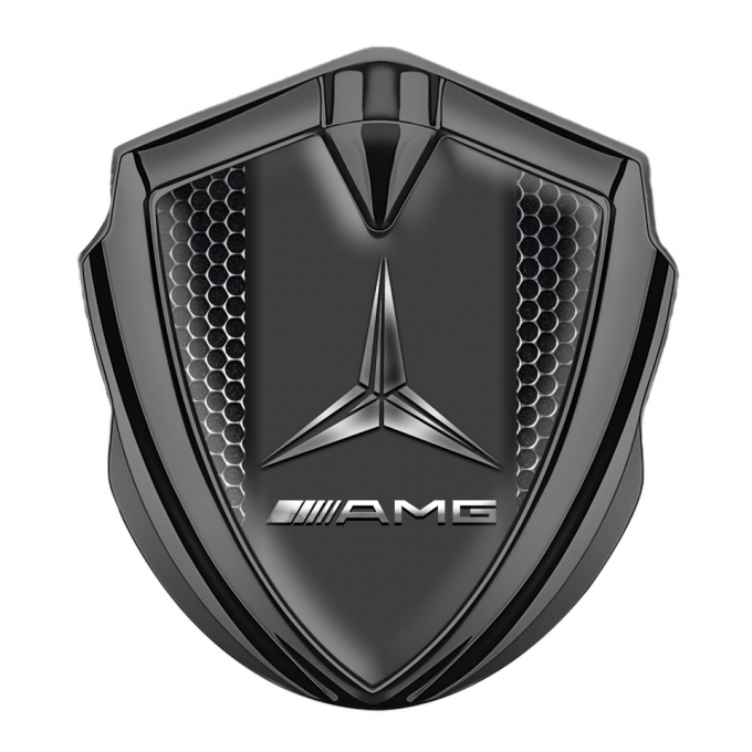 Mercedes AMG Bodyside Badge Self Adhesive Graphite Dark Hexagon Base
