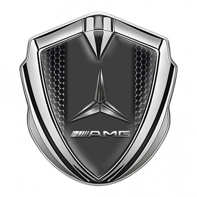 Mercedes AMG Bodyside Badge Self Adhesive Silver Dark Hexagon Base