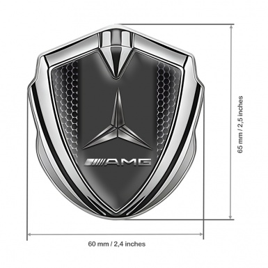 Mercedes AMG Bodyside Badge Self Adhesive Silver Dark Hexagon Base