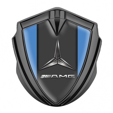 Mercedes AMG Fender Metal Domed Emblem Graphite Blue Base Metallic Logo