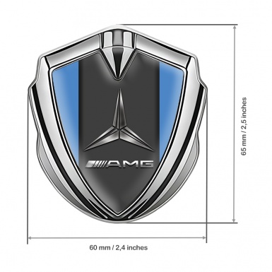 Mercedes AMG Fender Metal Domed Emblem Silver Blue Base Metallic Logo