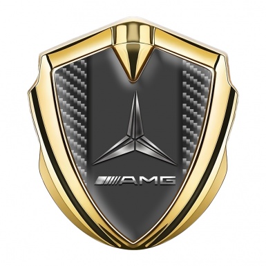 Mercedes AMG Trunk Domed Emblem Badge Gold Dark Carbon Metallic Logo