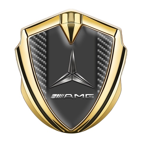 Mercedes AMG Trunk Domed Emblem Badge Gold Dark Carbon Metallic Logo