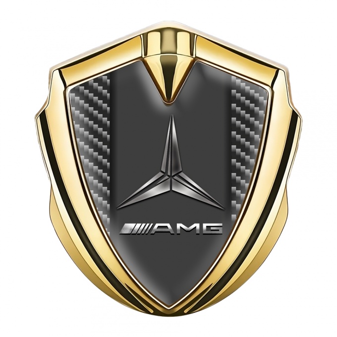 Mercedes AMG Trunk Domed Emblem Badge Gold Dark Carbon Metallic Logo