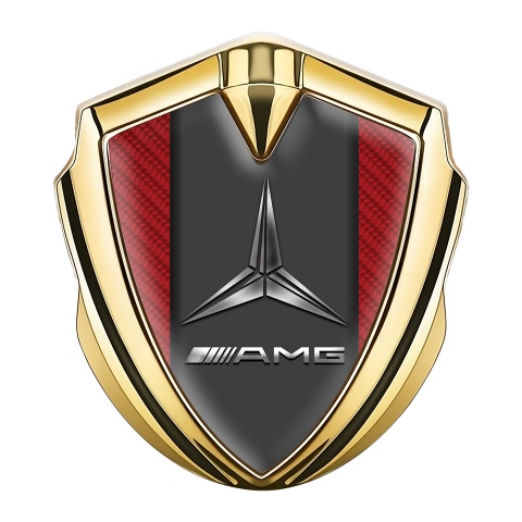 Mercedes AMG Self Adhesive Bodyside Emblem Gold Red Carbon Version