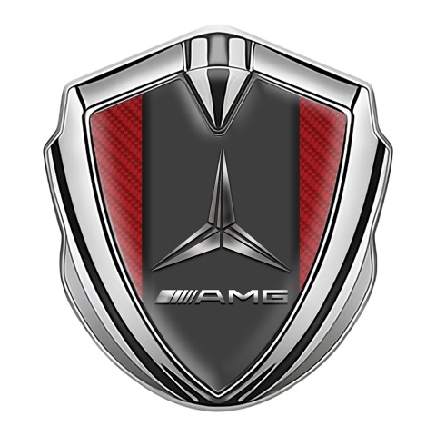 Mercedes AMG Self Adhesive Bodyside Emblem Silver Red Carbon Version