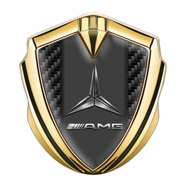 Mercedes AMG Metal Emblem Self Adhesive Gold Dark Carbon Version