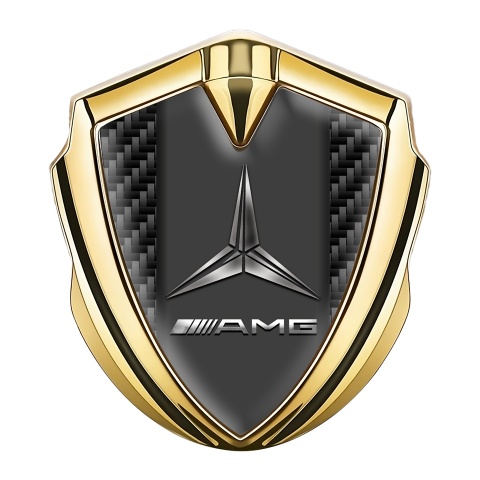 Mercedes AMG Metal Emblem Self Adhesive Gold Dark Carbon Version