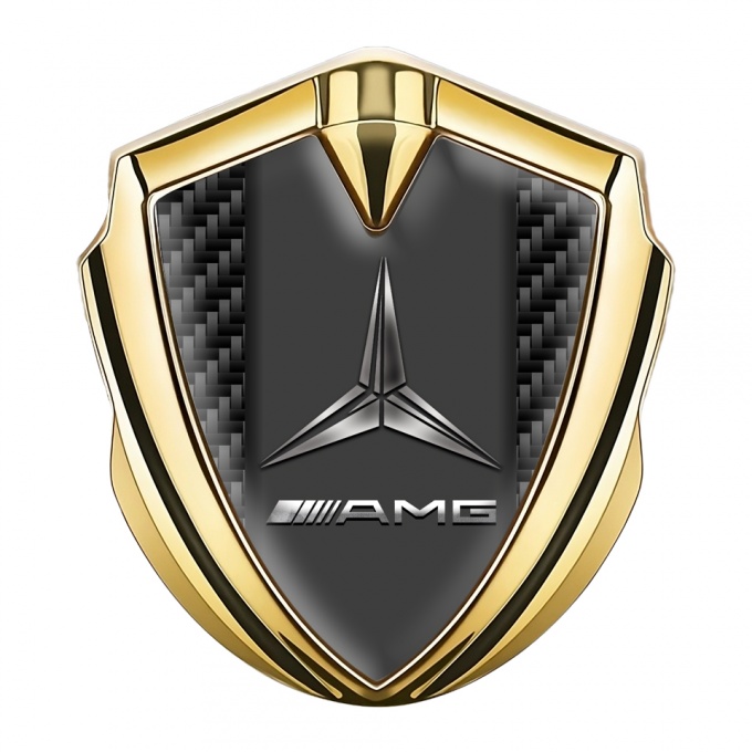 Mercedes AMG Metal Emblem Self Adhesive Gold Dark Carbon Version