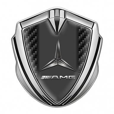 Mercedes AMG Metal Emblem Self Adhesive Silver Dark Carbon Version