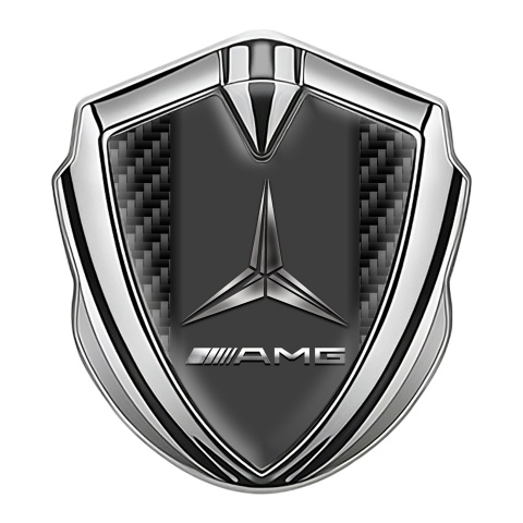 Mercedes AMG Metal Emblem Self Adhesive Silver Dark Carbon Version