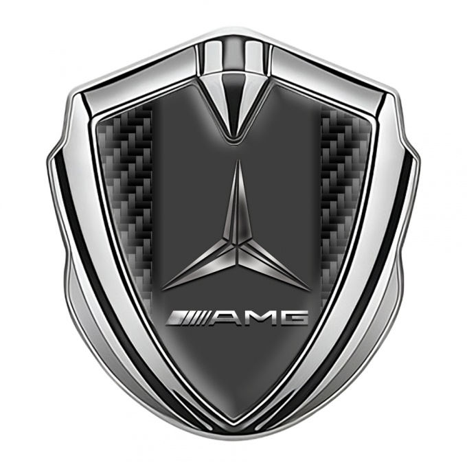 Mercedes AMG Metal Emblem Self Adhesive Silver Dark Carbon Version
