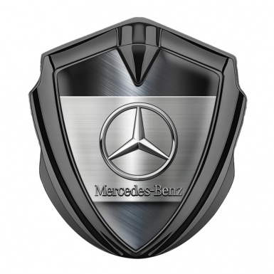 Mercedes Benz 3D Car Metal Domed Emblem Graphite Bluish Brushed Alloy 