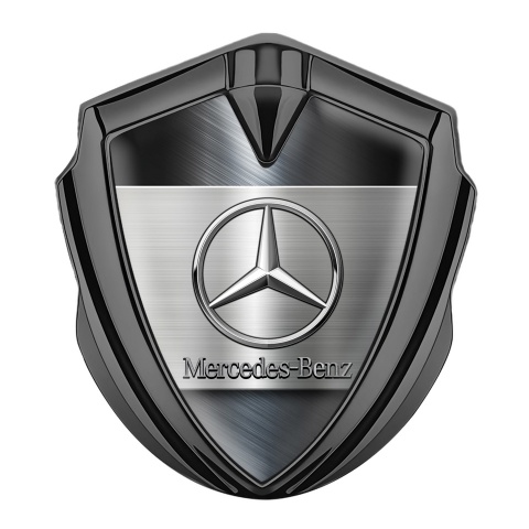 Mercedes Benz 3D Car Metal Domed Emblem Graphite Bluish Brushed Alloy 