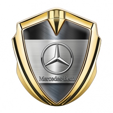 Mercedes Benz 3D Car Metal Domed Emblem Gold Bluish Brushed Alloy 