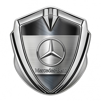 Mercedes Benz 3D Car Metal Domed Emblem Silver Bluish Brushed Alloy 