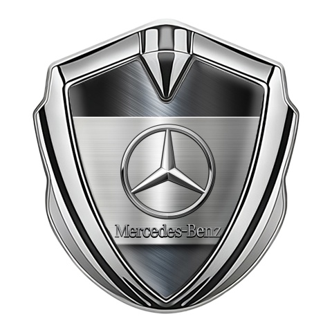 Mercedes Benz 3D Car Metal Domed Emblem Silver Bluish Brushed Alloy 