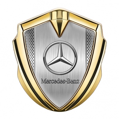 Mercedes Benz Bodyside Domed Emblem Gold Brushed Alloy Plate Design