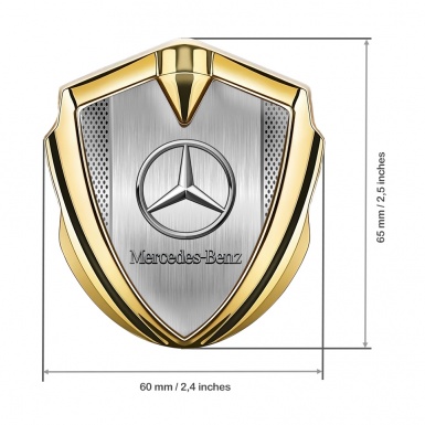 Mercedes Benz Bodyside Domed Emblem Gold Brushed Alloy Plate Design