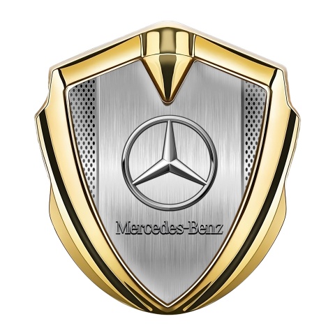 Mercedes Benz Bodyside Domed Emblem Gold Brushed Alloy Plate Design
