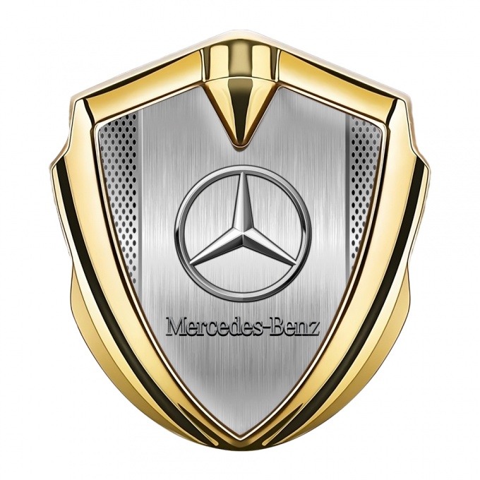 Mercedes Benz Bodyside Domed Emblem Gold Brushed Alloy Plate Design