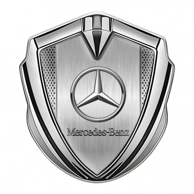 Mercedes Benz Bodyside Domed Emblem Silver Brushed Alloy Plate Design