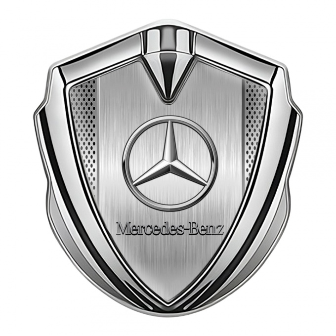 Mercedes Benz Bodyside Domed Emblem Silver Brushed Alloy Plate Design