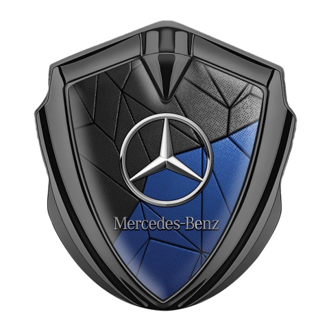 Mercedes Benz Fender Emblem Badge Graphite Black Blue Mosaic Mosaic