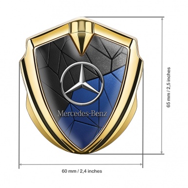 Mercedes Benz Fender Emblem Badge Gold Black Blue Mosaic Mosaic