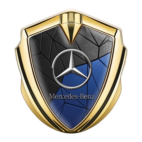 Mercedes Benz Fender Emblem Badge Gold Black Blue Mosaic Mosaic