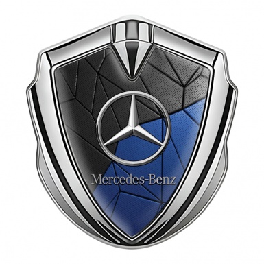 Mercedes Benz Fender Emblem Badge Silver Black Blue Mosaic Mosaic