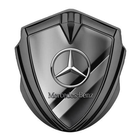 Mercedes Benz Fender Metal Domed Emblem Graphite Sport Stripe Chrome Logo