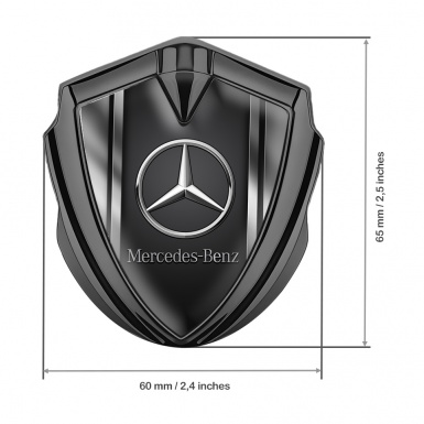 Mercedes Benz Trunk Emblem Badge Graphite Black Base Metallic Sides Effect