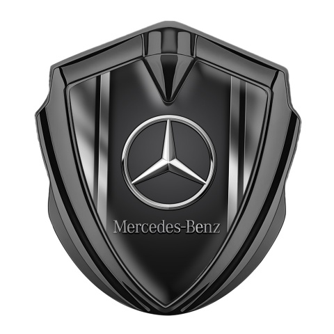 Mercedes Benz Trunk Emblem Badge Graphite Black Base Metallic Sides Effect