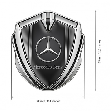 Mercedes Benz Trunk Emblem Badge Silver Black Base Metallic Sides Effect