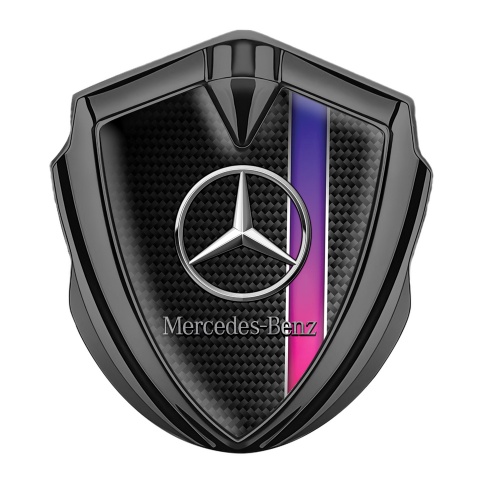 Mercedes Benz Trunk Metal Emblem Badge Graphite Black Carbon Color Stripe