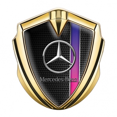 Mercedes Benz Trunk Metal Emblem Badge Gold Black Carbon Color Stripe